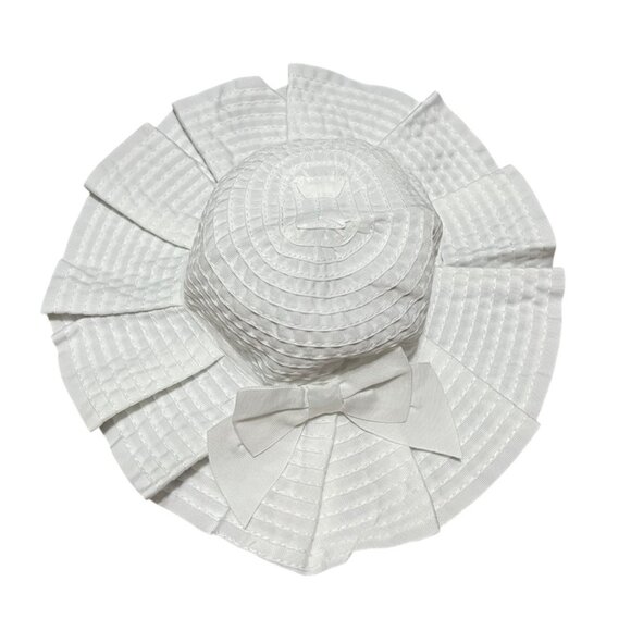 Janie & Jack Wide Rimmed Bow Front Textured Easter Summer Hat Sz 3-6 Months Girl - Picture 3 of 6